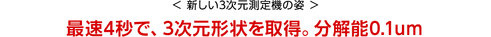 新しい3次元測定機の姿　最速4秒で、3次元形状を取得。分解能0.1um