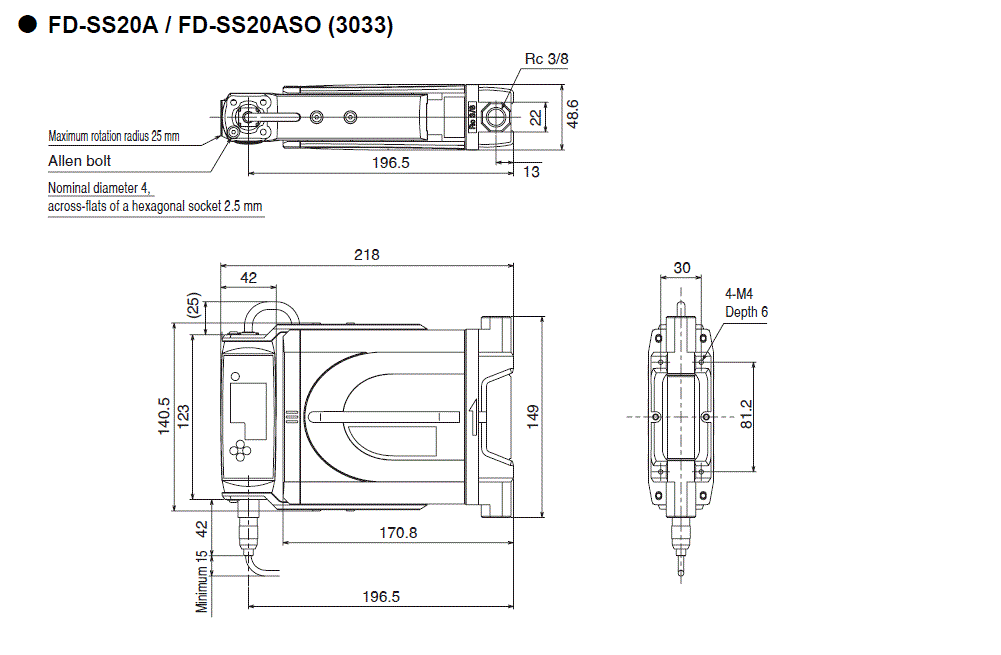 FD-SS20A/SS20ASO(3033) Dimension